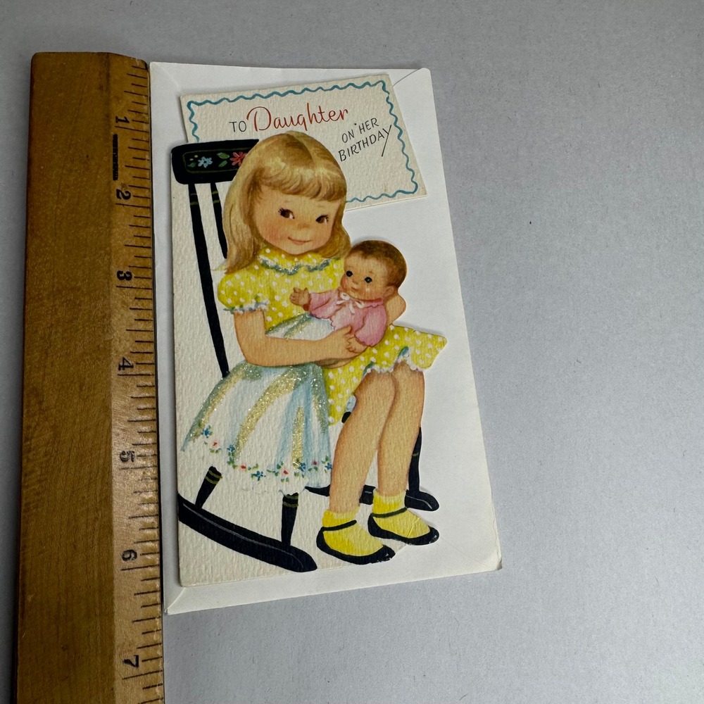 Vintage Gibson Greeting Card To Daughter On Her Birthday Die Cut‎ Girl 10G 920-9
